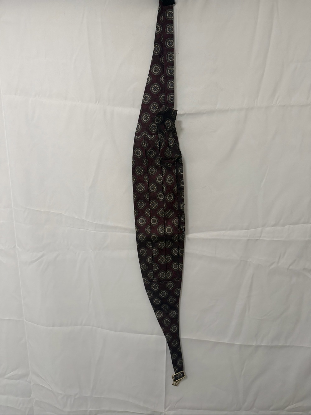 Valentino Burgundy Medallion Bow Tie and Cummerbund with Green Accents